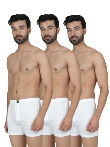 Image of 100% Combed Cotton Outer Elastic White Packet Trunks
