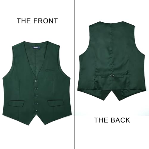 HISDERN Men's Suit Vest Business Suit Vests for Men Formal Slim Fit Solid Wedding Dress Waistcoat for V-Neck Tuxedo Vest3