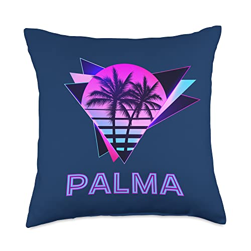 Palma Spain 80s Vaporware Palm Tree Retro Vintage Souvenir Throw Pillow