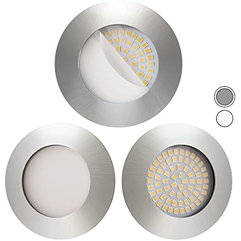 Scandinavian home 3er Set LED Einbaustrahler 230V 60mm - 70mm I Badezimmer geeignet I warmweiß CRI 90 4,5W 500lm 3000K 68mm I Edelstahldesign mit Milchglas I LED Spot Deckeneinbauleuchte flach Cover