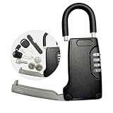 Lexng Portable Key Storage, Metal Key Safe Box with Beam, Resettable Realtor's Lockbox Combination Lock Box for Home, Realtors, Vacation Rentals, Black(1 Pack)