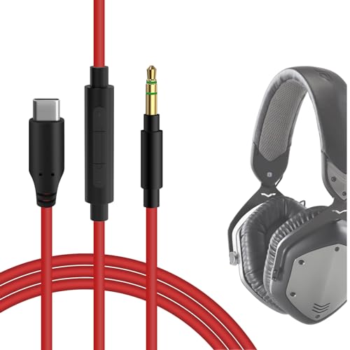 Geekria USB-C Digital to Audio Cable with Mic Compatible with V-Moda Crossfade LP/2, XS, V-80, Replacement Type-C Cord with Inline Microphone and Volume Control (5.6ft/1.7m)