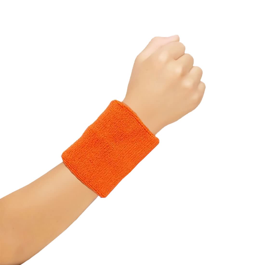 TrendyFashion Adults Towelling Stretchy Elastic Wristband Unisex Running Gym Sports Wear Wrist Band (Orange One Size)