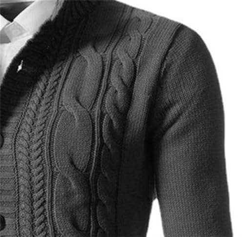 Mens Stand Collar Cardigan Sweater Cable Knit Casual Button Down Twisted Fall Winter Sweaters3