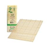 JADE TEMPLE Bambusmatte für Sushi, für die Zubereitung von Maki Sushi, 24 x 24 cm, 1 x Bambusmatte, Gelb, Heller Bambus