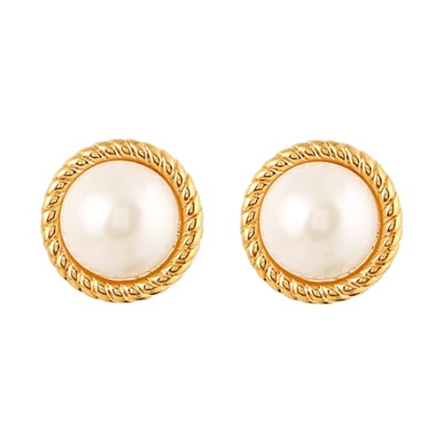 18K Gold Plated Braided Pearl Stud Earrings, Elegant Twisted Rope Circle Pearl Earrings, Hypoallergenic Jewelry for Women