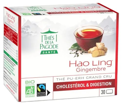 Tés de la Pagoda Hao Ling Jengibre Té Pu-Erh Grande Colesterol Orgánico 30 Bolsas