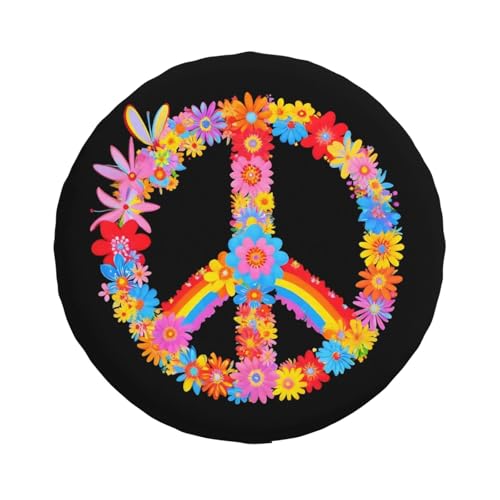Image of IBILIU Pink Flamingo Spare Tire Cover,Bird Palm Trees Sunset Animal Tire Cover Wheel Protectors Weatherproof Universal Fit for Cars Trailer RV SUV Camper Truck - 15 Inch