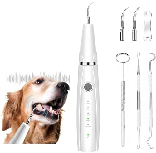 Dog Teeth Cleaning Kit | Pet Tooth Cleaner | Dental Care Tartar Plaque Remover for Dogs and Cats (White)