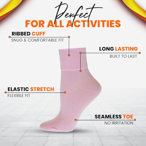Image of 3 Pack Women's Ankle Socks - Organic Cotton Crew Seamless Toe Socks - Soft Non‑Binding Cuff Best for Sensitive Feet-Size 4-10