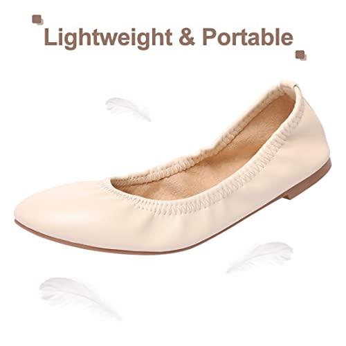Image of LM Women's Ballet Flats Round Toe Slip On Flats Shoes Casual Dress Shoes Foldable Portable Travel Ballet Flat
