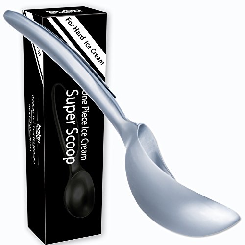 Ice Cream Scoop, Unbendable 1-piece design Super Scoop for the Hardest Ice Cream, Frozen Yogurt - Non-Slip Rubber Grip Dishwasher Safe, Solid, Sturdy, Unique Design