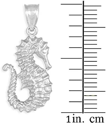 10k White Gold Seahorse Pendant Necklace, 16" - Image 3