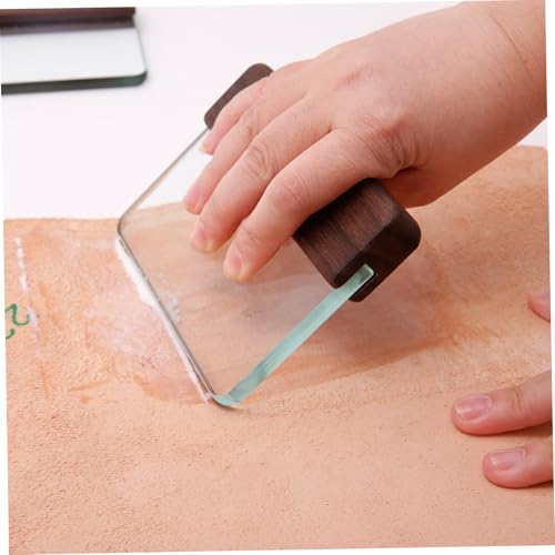 Pulidor para alisar bordes de cuero en proyectos DIY con mango de nogal y bloque de vidrio 4
