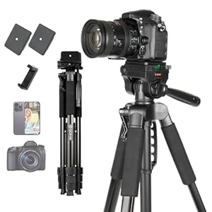 Camera Tripod,81″/206cm Tall Tripod,Heavy Duty Tripod Stand for Camera with 3-Way Panhead,Professional Aluminum Tripod with Carry Bag for iPhone/DSLR/DV/Video/Projector/Cell Phone/GoPro