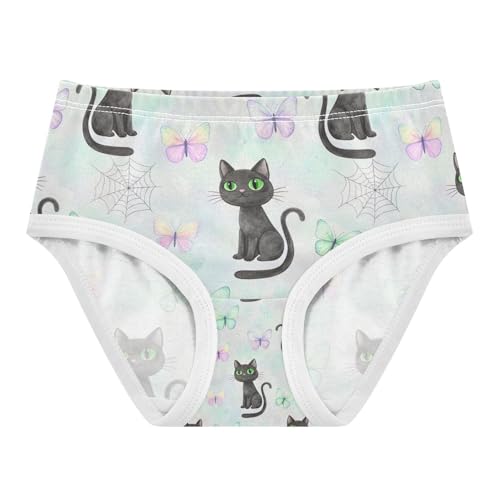 Black Cats Green Eyes Girl Panties, Toddler Girl Briefs, Cotton Underwear for Girls, 2–8 Years