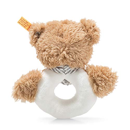 Steiff Kuscheltier Schlaf-gut-Bär Greifling mit Rassel, Süßes Stofftier, Jungen, Mädchen & Babys ab 0 Monaten, Spielzeug 12 cm, Klein, Hellgrau, 239939 – Bild 4