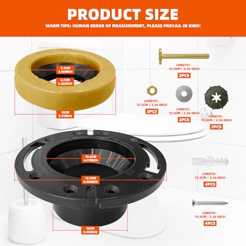 Image of RV Toilet Flange with Wax Ring, Socket Floor Flange Wax Seal Ring Repair Kit for RV 300 /310 /320 Toilets, Replaces 385345892 RV Floor Flange