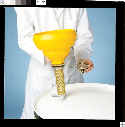 Justrite 08211 Cast Brass Safety Fill Vent with 9" Polyethylene Funnel, 2" NPT