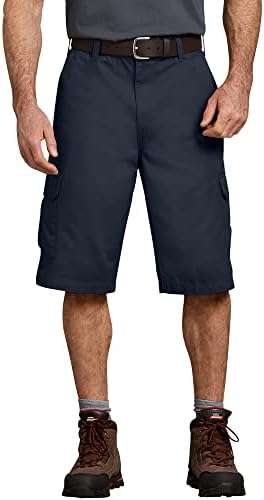 Dickies Men's 13 Inch Loose Fit Twill Cargo Short, Dark Navy, 36