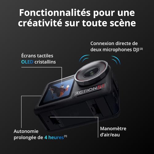 Bundle MotocyclismeVTT DJI Osmo Action 5 Pro Caméra d’Action 4K pour Cyclistes Capteur 11 3" FOV de 155º Batterie de 4 h Enr. de Données Sportives Support de Sangle de Poitrine pour une FPV - vue 5
