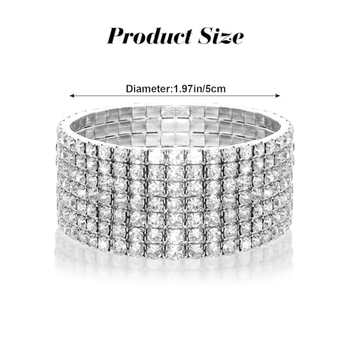 7 Rows Stretch Rhinestone Bracelet for Women Elastic Stretch Bracelet Sparkling Rhinestone Bracelets Bridal Wedding Jewelry for Wedding Party2