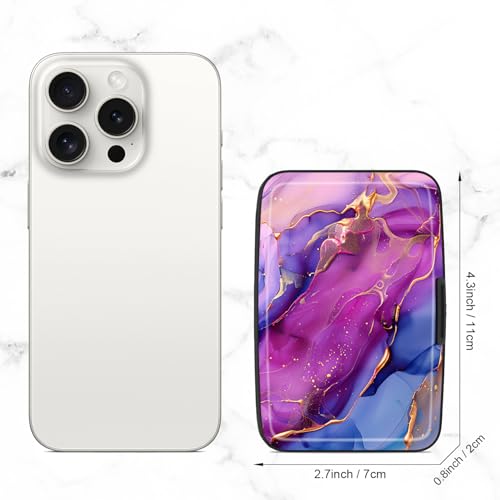 Image of Card Holder Credit Cards Holder for Women RFID wallet women Business Card Holder Wallet Mini Aluminum Card Wallet RFID Blocking Slim Metal Hard Card for Women, Marble Patterns