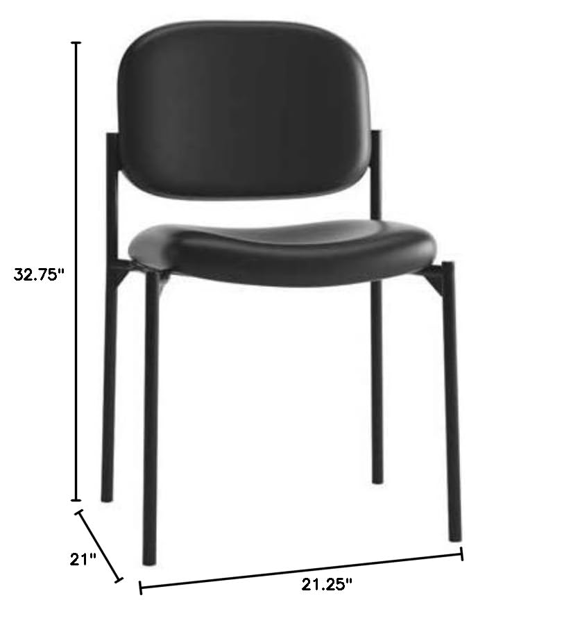 Image of HON Scatter Guest Office Chair, Armless Leather Seating for Waiting Rooms, Lobbies, Conference Areas, and Offices, Stackable Side Chair for Reception and Training Spaces, Black