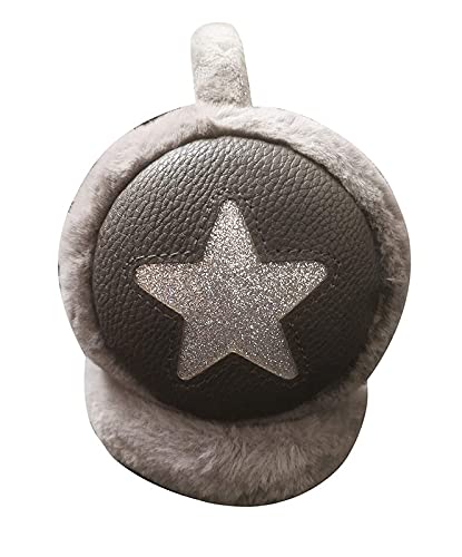 BRATS N BEAUTY® - Women's/Ladies/Girl's Premium Star Earmufuffs, Winter Windproof Girls Ear Warmer Plush Ear Muffs with Hairy Rabbit Ear - Dark Grey Color