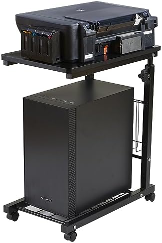Height Adjustable Computer Tower Stand, 2-Tier ATX-Case CPU Holder Cart ...