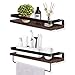Soraken Floating Shelves, Wall Shelves Wall Mounted Bathroom Shelf, Rustic Wood Wall Storage Shelves for Kitchen, Bathroom, Living Room and Bedroom Set of 2 with Removable Towel Holder-Vintage Black