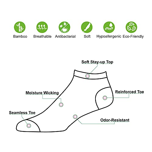 7Bigstars Men Bamboo Ankle Sock - 6 Pack - Thin Breathable Soft Solid Seamless Low Cut - Sock Size 9-11 Shoe 6-9 M Grey #TOP2