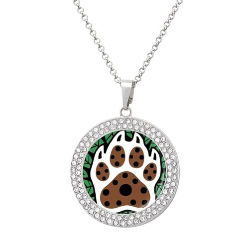 FodPand Bear Clan Symbol Pendant Necklace Diamond Jewelry Round Womens Necklaces Fashion Jewelry Accessories Birthday Gifts for Women Silver