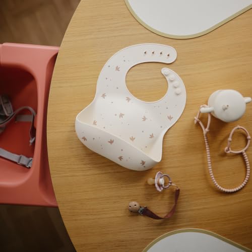 Image of mushie Silicone Baby Bib | Adjustable Fit Waterproof Bibs (Sparrow)