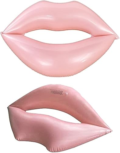 Giant Pink Lips Pool Float Adult Water Lounger Giant Inflatable Mouth Print Floating Row Water Toy Rest Float 46" 30",Pink