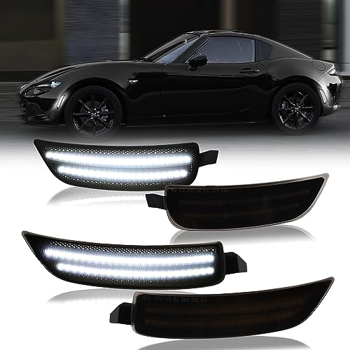 DERMOKA White LED Side Marker Lights Front Rear Bumper Parking