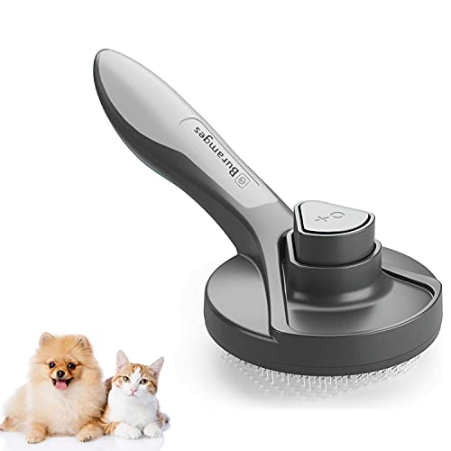 Buramges Pets Grooming Brush One-click Self Cleaning Shedding Comb with Massages Particle for Large/medium/small pet hair finishing supplies