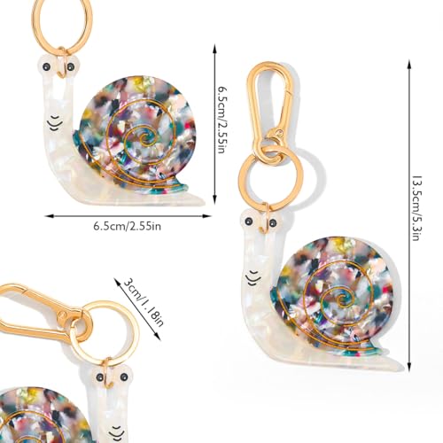 Cute Animal Bag Charm Keychain Set - 3 Designs (Snail, Snake, Worm) with Acrylic Charms & Gold Lobster Clasp