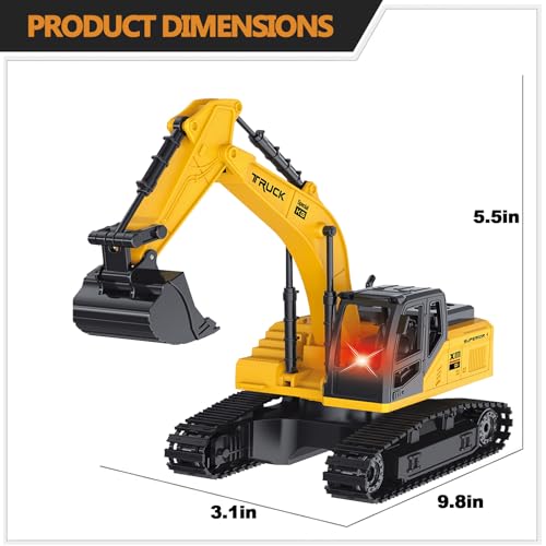 XMFHANG RC Excavator, 5 Channel RC Construction Vehicles, 2.4Ghz RC Excavator Toys with Light, for Kids Adults Birthday Gift - Thumbnail 5