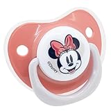 STOR Lot de 2 sucettes tétine anatomique en silicone 0 à 6 mois avec étui Minnie Mouse Heart Full