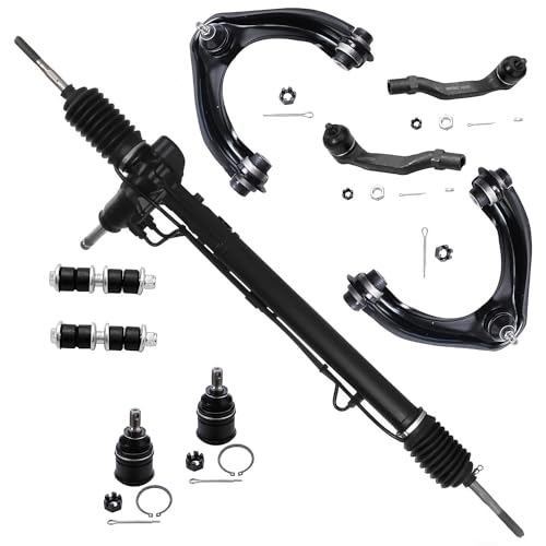 Image of Detroit Axle - Front 9pc Suspension Kit for 1996-2000 Honda Civic 1997 1998 1999, 2 Upper Control Arms 2 Lower Ball Joints 2 Outer Tie Rods 2 Sway Bars 1 Rack and Pinion Replacement