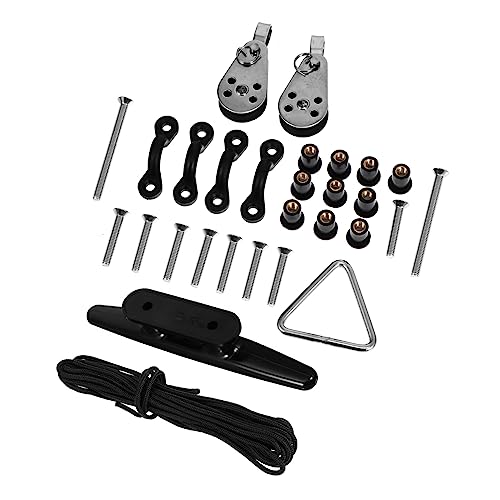 POPETPOP 1 Juego Clip De Cuerda De Polea Poleas Anillo d Bloquear Asiento De Kayac Drenar Ancla Paletas Titulares Timón Bote Vara Utilidad Carro Rodante Equipo Flotar SOGA Nylon Black