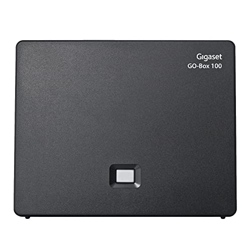 Gigaset DECT Basisstation GO Box 100 - Verbindung analog über TAE-Anschluss oder per LAN-Kabel an Ihrem Router - kompatibel mit 6 Gigaset Mobilteilen, in schwarz