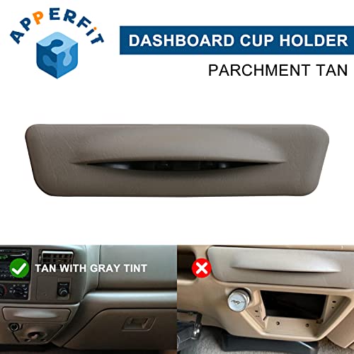 in Dash Cup Holder Insert w/Ashtray Tan Compatible with Ford F250 F350 F450 F550 Super Duty Truck Excursion 1999-2004 Dashboard Pull Out Cupholder YC3Z-2513560-CAB - Thumbnail 3