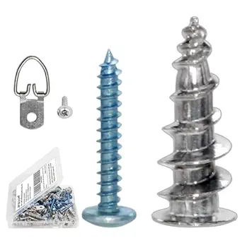 Self-Drilling Hollow Metal Stud Wall Anchor Kit with Screws and D-Ring Hangers (10 Pack)