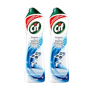 Cif Original Multipurpose Surface Cleaner Cream for Kitchen & Bathroom, Ocean Breeze Scent, 100% Dirt Removal with Natural Cleaning Particles, 2x500ml