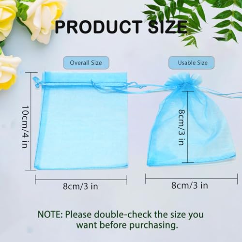 Image of Bezall 100pcs Drawstring Organza Jewelry Candy Pouch Party Wedding Favor Gift Bags (3x4, Lake Blue)
