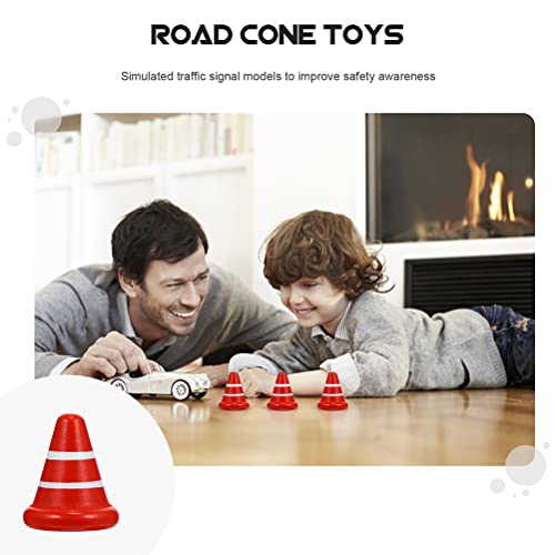 LUOZZY 6 peças mini cones de trânsito em miniatura placas de trânsito blocos de estrada de brinquedo
