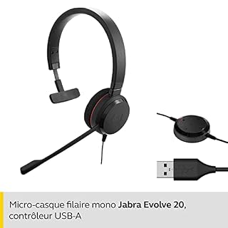 Jabra Evolve 20 MS Casque Mono – Casque certifié par Microsoft pour téléphone logiciel VoIP avec suppression passive du… - Les Beatles, Paul McCartney, John Lennon, RIngo Starr, George Harrison Jabra Evolve 20 MS Casque Mono - Casque certifié par Microsoft pour téléphone logiciel VoIP avec suppression passive du… – Image 2