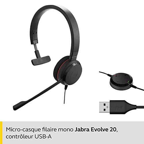 Jabra Evolve 20 MS Casque Mono – Casque certifié par Microsoft pour téléphone logiciel VoIP avec suppression passive du… - Les Beatles, Paul McCartney, John Lennon, RIngo Starr, George Harrison Jabra Evolve 20 MS Casque Mono - Casque certifié par Microsoft pour téléphone logiciel VoIP avec suppression passive du… – Image 3
